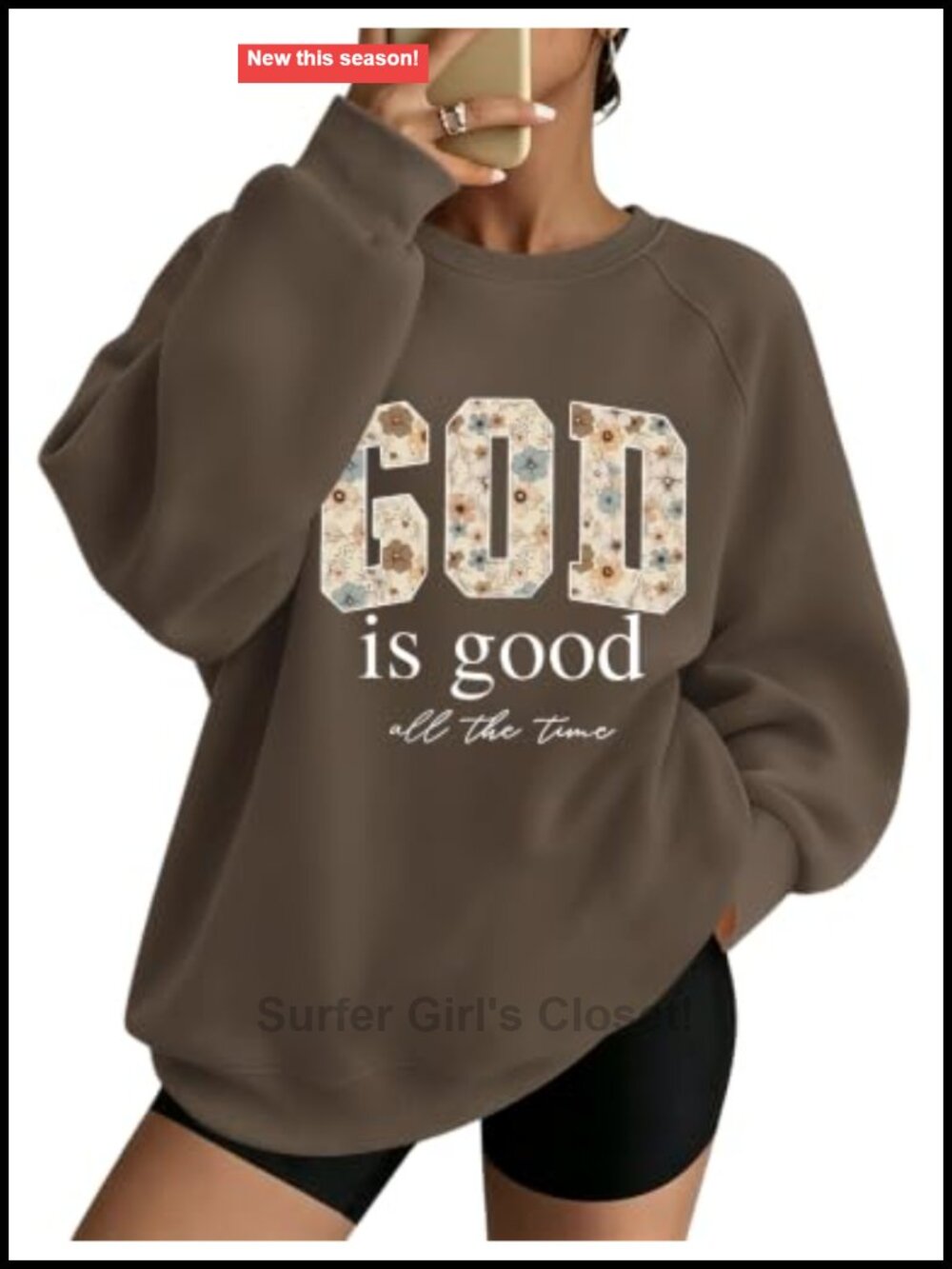 Oversized Crew Neck Graphic Pullover Sweatshirt Long Sleeve Raglan Womens